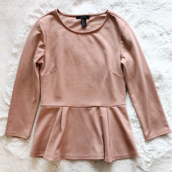 EUC Forever 21 Dusty Rose Peplum Top Size Medium - Picture 5 of 12
